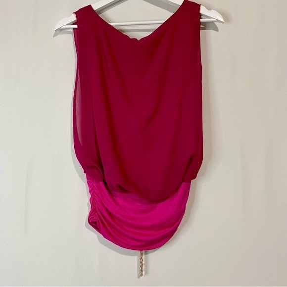 La Scala Women’s Sleeveless Ruched Blouse with Necklace Pink NWOT - Picture 7 of 8